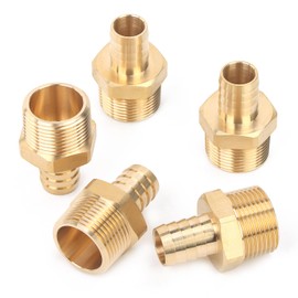 LTWFITTING Brass Fitting Connector 3/4-Inch Hose Barb x 1-Inch NPT Male Vehicle Fuel System Heater System (Pack of 5)