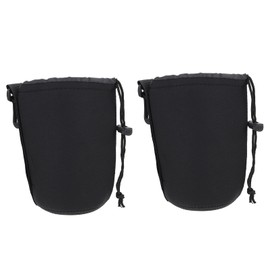 Milisten Neoprene Camera Lens Pouch: 2Pcs Lens Bags Small Drawstring Storage Bag for Camera Lens Black Size L