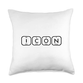 Funny Chemistry Periodic Table of Elements Icon Icon-Funny Chemistry Periodic Table of Elements Throw Pillow, 18x18, Multicolor