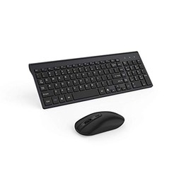 Wireless Keyboard Mouse Combo, cimetech Compact Full Size Wireless Keyboard and Mouse Set 2.4G Ultra-Thin Sleek Design for Windows, Computer, Desktop, PC, Notebook - (Black)