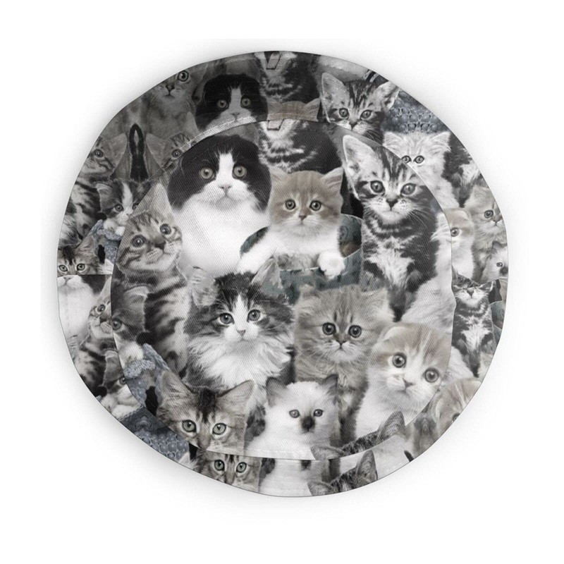 Cute Cat Printed Bucket Hat for Cat Lovers - Unisex