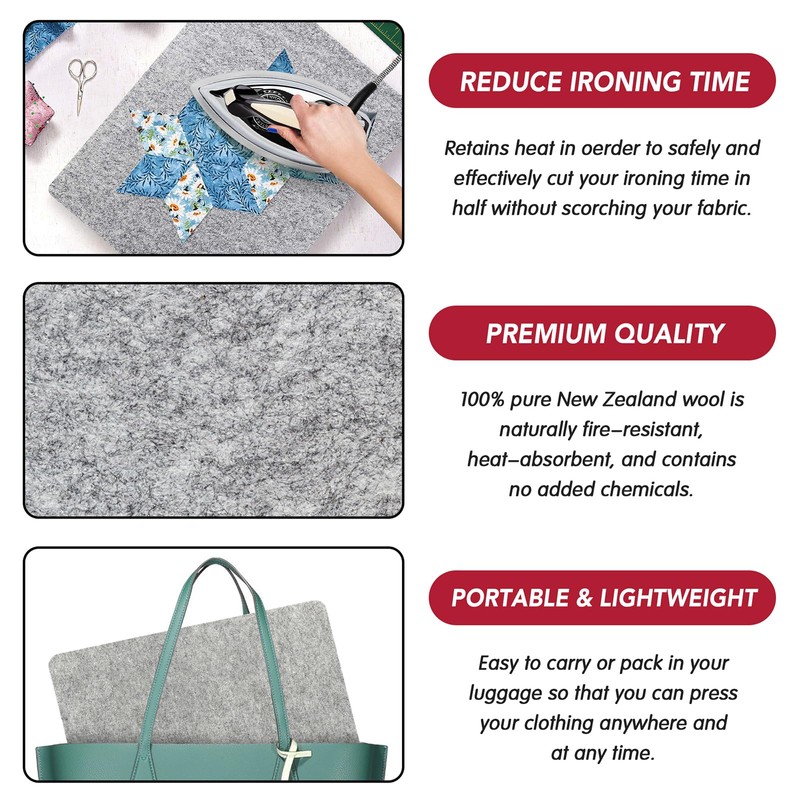 Wool Pressing Mat for Quilting, 100% Wool from New Zealand,