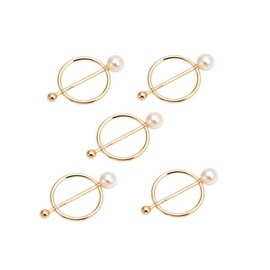 5Pcs 1 Inch Golden Alloy Pearl Scarf Buckle Round Circle Scarf Clip Silk Scarves Ring Neckerchief Clasp Wrap Holder Neck Waist T-Shirt Decoration for Women Lady Girls