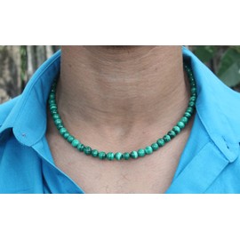 Malachite Crystal Necklace for Men/Women Genuine Gemstone Malachite Jewelry Handcrafted by Master Shaman made in USA (22, 02: 8mm Bead Diameter)