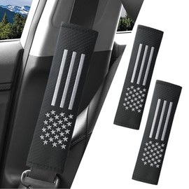 JDDRY 2PC Soft Carbon Fiber Seat Belt Covers with USA Flag