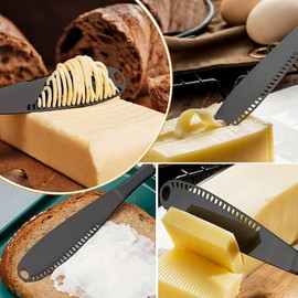ASEANAO Butter Spreader Knife Curler Slicer Shave Stainless Steel 3-in-1 Kitchen Gadgets - Curl Your Butter with Ease 3 Different Ways Bread and Bagel Slicer, Jelly Spreader (Wine Golden)