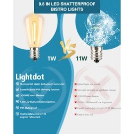 Lightdot 400FT Outdoor String Lights, LED Bistro String Lights with Shatterproof ST38 Vintage Bulbs, 2200K Dimmable, Waterproof Hanging Lights for Porch, Deck, Garden, Backyard, Balcony - ETL Listed