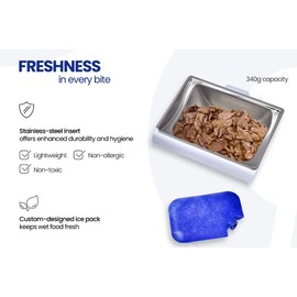 Closer Pets Stainless Steel Insert and Ice Pack - Compatible with The MiBowl Automatic Microchip Pet Feeder