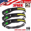 COB LED Headlamp USB Rechargeable Headlight Torch Work Light Bar