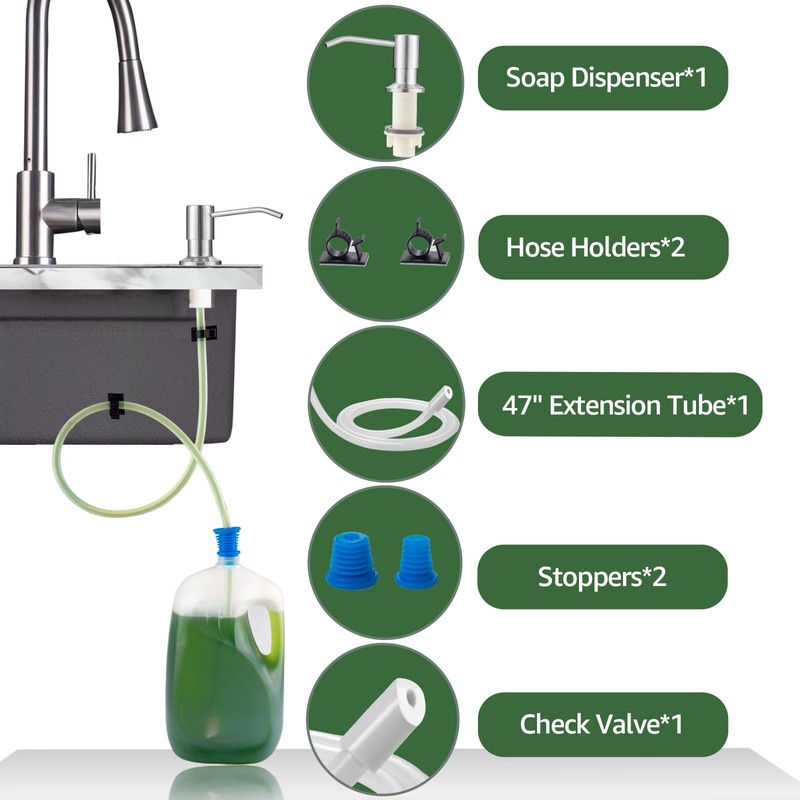 Dish Soap Dispenser for Kitchen Sink, Built in Sink Soap
