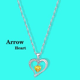 Emma Manor EM Love Heart Necklace 14k White Gold Plated Forever Love Heart Pendant Necklace Cubic Zirconia Jewellery Gift for Women Girl (White Gold-11-Nov)