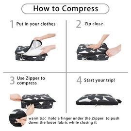 6 Pcs Compression Packing Cubes Travel for Suitcases, Luggage Organizer Nylon Washable Storage Bags Set - Packaging Cubes for Backpack Travel Perfect for Women Clothes Carry-Ons and Storage