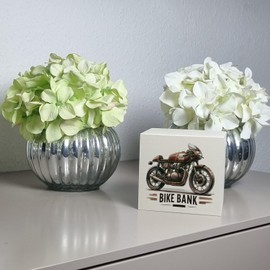 Cafe Racer Wooden Motorcycle Money Box with Saying Bike Bank Cafe-Racer in Brown Retro Design