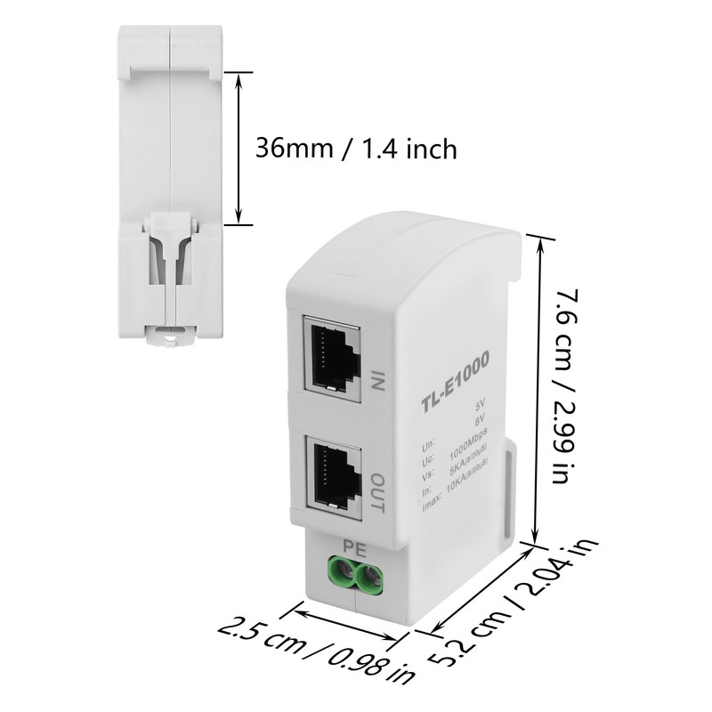 CERRXIAN Ethernet Surge Protector 1000Mbps DIN Rail Network Surge Protector