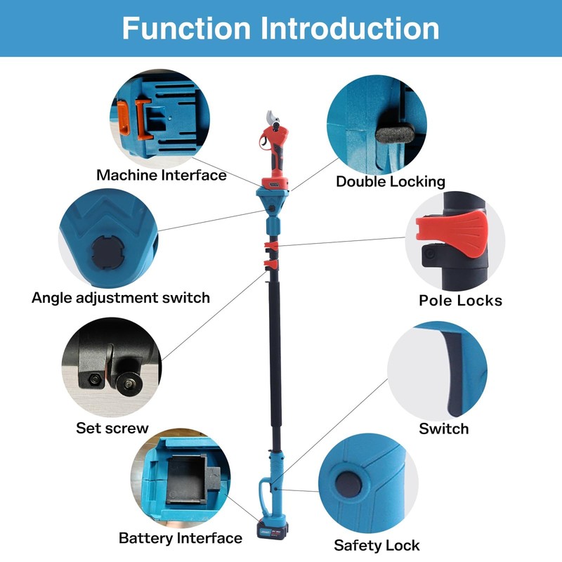 2-in-1 Cordless Pole Pruning Shears,Electric Pruning Shears with Pole,Pole Pruner