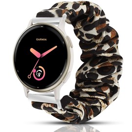 Blueshaweu Compatible with Gar-min Smart Watch, Fabric Printed Elastic Watch Strap for Gar-min vívoactive 5 Smartwatch (Leopard)