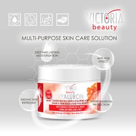 Victoria Beauty Face Cream for Mature Skin (Age 50-65) - Day and Night Anti-Aging Anti Wrinkle Moisturiser with Hyaluronic Acid, Retinol, Vitamin E and Caviar - UVA/UVB Filter,50ml