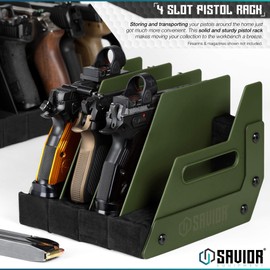 Savior Equipment Gun Pistol Revolver Firearm Handgun Rack Stand, Fit 4 of Most Long-Barreled Pistols, Cushioned Foam to Protect, Gun Safe Cabinet Storage Organizer Accessories