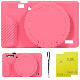 SZHSYJY Case for Canon Powershot G7 X Mark III Digital Camera,Soft Silicone Case for Canon Powershot G7X Mark III DSLR Camera,Comes with 2 Screen Protectors and 1 Wrist Strap. (Rose Red)