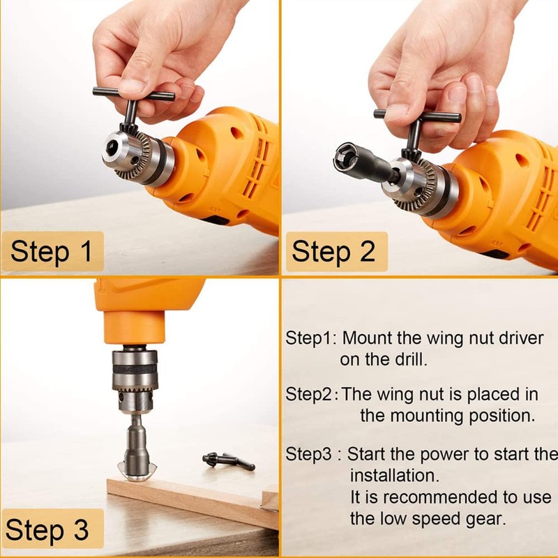 Eyech 6pcs Power Wing Nut Driver Set, Hurricane Wingnut Drivers