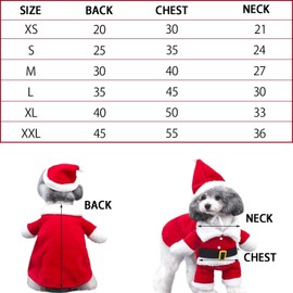 CCINEE Christmas Pet Costume,Dog Cat Santa Claus Costume Hoodies Outfit with Snata Hat for Small Mediul Dog Cat Christmas Costume Party Supply,M