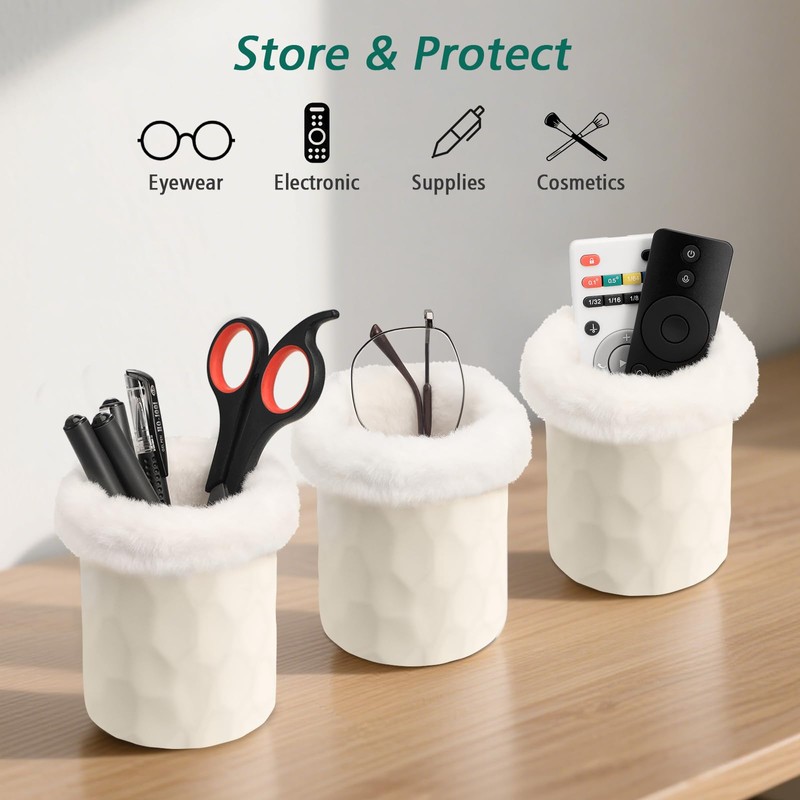 FINTIE Plush Lined Eyeglasses Holder for Nightstand, Silicone Glasses Stand