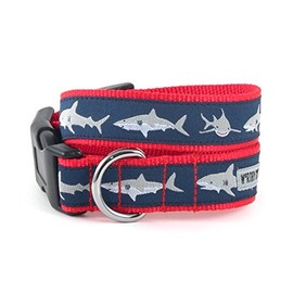 The Worthy Dog Jaws Shark Pattern Stylish & Durable Nylon Dog Collars, Adjustable Strong Buckle, Blue, XL