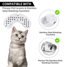 MyfatBOSS 12 Pack Pet Water Filter Replacement Cat Water Fountain Filters Compatible with Pioneer Pet Ceramic & Stainless Steel Raindrop Fountains, Pet Fountain Carbon Filters