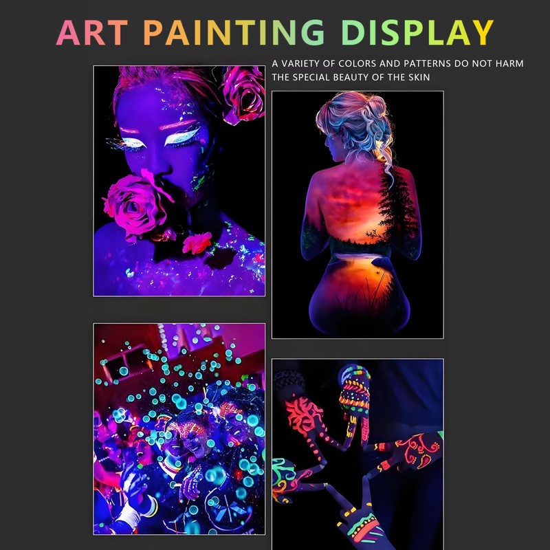 GOODTAKE Acrylic Glow in The Dark Paint, 12 Bright Colours