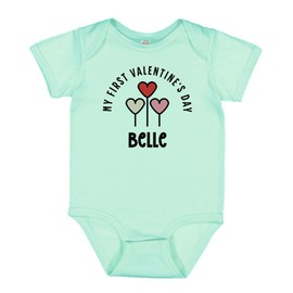 TATY Kids My First Valentine's Day Belle Baby Infant One Piece Bodysuit 18 Months Chill Blue
