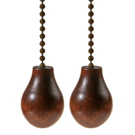 Saim Ceiling Fan Pull Chains Extension Decorative Bronze with Natural Wood Knob Pendant for Lighting Ceiling Fans Lamp, 12 Inch Pack of 2