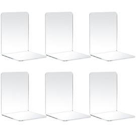 6 Pieces Bookends, Book Stand, Bookends, Acrylic Book Holder Shelf, Book Holder, Bookends, Book Holder, Transparent, Book Stopper, Non-Slip for Children, School, Office, Home, Library
