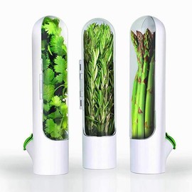 Fresh Herbs Keeper Vegetable Storage Bottle, Aromatic Herb Container, Kitchen Storage Box for Coriander, Mint, Parsley, Asparagus, Keeps Green and Fresh