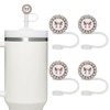 JarThenaAMCS 4Pcs Shiny Bow Straw Covers White Rhinestone Reusable Straw