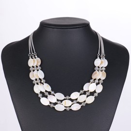 FULU AUTUMN Stones Pearl Necklace Women's Statement Necklace with Crystal Choker Boho Jewellery The Best Gifts for Mothers, Stone Crystal, No Gemstone