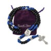 Nazareth Store Black Beads Blue Paracord Rosary Rugged Beaded Necklace