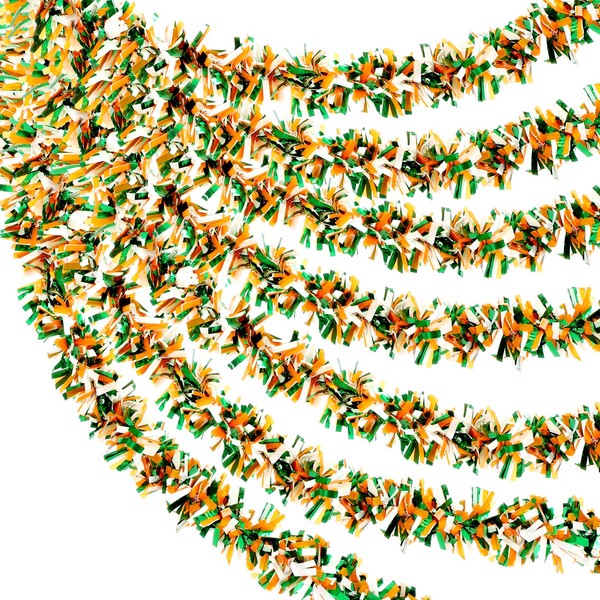 XunYee 39.4 ft St Patrick's Day Tinsel Garland Metallic Twisted