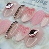 Pink Princess Handmade Nail Tips - Square L / 핑크공주