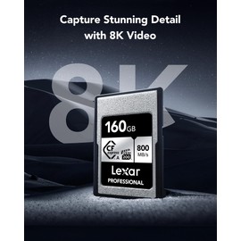 Lexar Professional Silver Series CFexpress Type A Card 160 GB, CFe Card up to 800 MB/s Read, VPG200, 8K Video CF Card, Memory Card Compatible with Sony Alpha/Sony FX Cameras (LCAEXSL160G-RNENG)