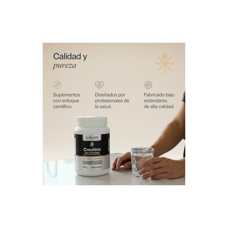 Veralife - Creatina Monohidratada Pura En Polvo | suplemento sin