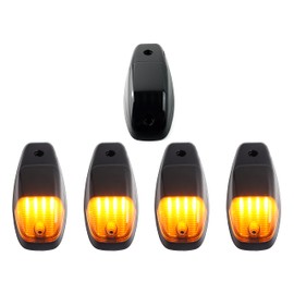 iJDMTOY Black-Out Smoked Lens Amber Yellow Full LED Clearance Cab Roof Light Kit Compatible With Dodge 2019-up RAM 1500 2500 3500, Also Universal Fit For Other Trucks