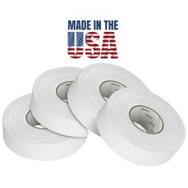 CellyTape Hockey Stick Tape 4-Pack, Strong Adhesive for Ice and Roller Hockey Sticks, Baseball bat Tape, Lacrosse Sports Handle. Easy Tearing pro Tape Made in USA (White)