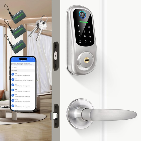 Yosimika Smart Locks for Front Door, Fingerprint Keyless Entry, App