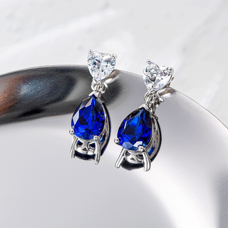 Fancime S925 Women's Birthstone Earrings, 12 Months Birthstone, Teardrop, Heart