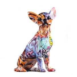 Estatua creativa de Chihuahua, estatua de perro multicolor de Chihuahua para decoración interior, figura artística de perro de colores para regalar a los amantes de los perros, o para llenar el espacio interior