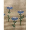 Unbranded Yellow Gingham with Blue and Green Embroidered Flowers Fabric