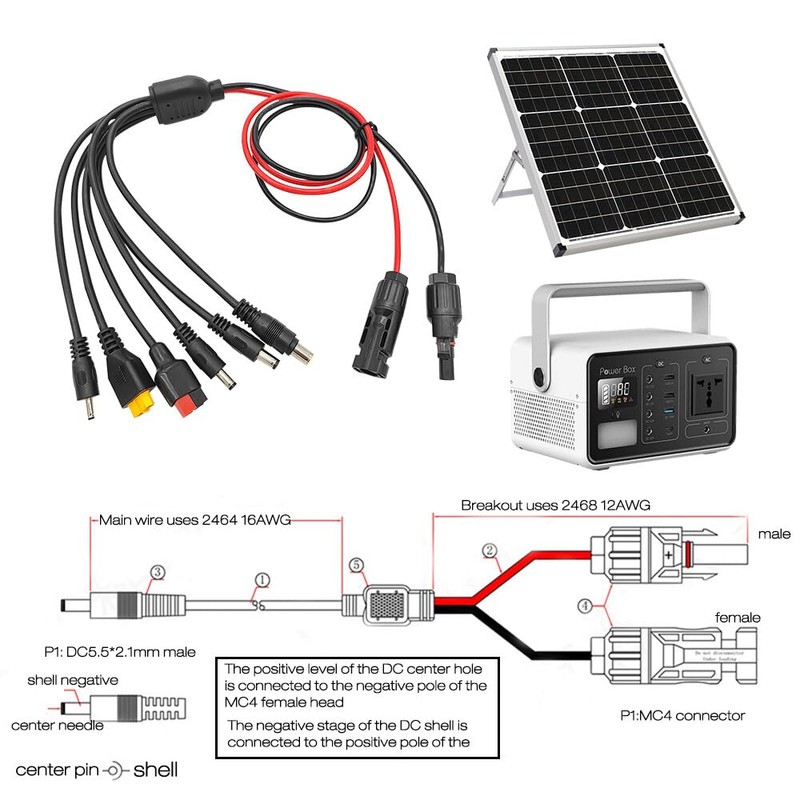 Gobesty 6 in 1 Solar Cable Adapter, Universal Solar Plug