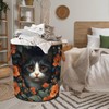 Mozaigos Cat in Flowers Laundry Basket Waterproof Collapsible Hamper With