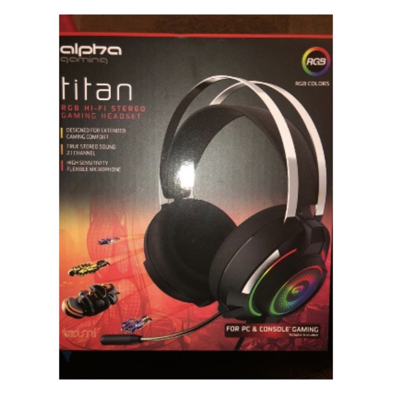 Alpha Gaming Titan LED Stereo Headset/7 Color Changing  Console &