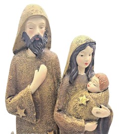 Heaven Sends Christmas Decor Nativity Scene With Mary, Jesus, Joseph, Cow, Donkey & 2 Sheep With Gold Highlights